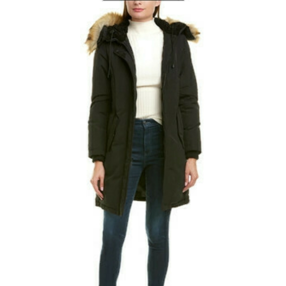 Sam Edelman 3/4 Hooded Parka Green Coat